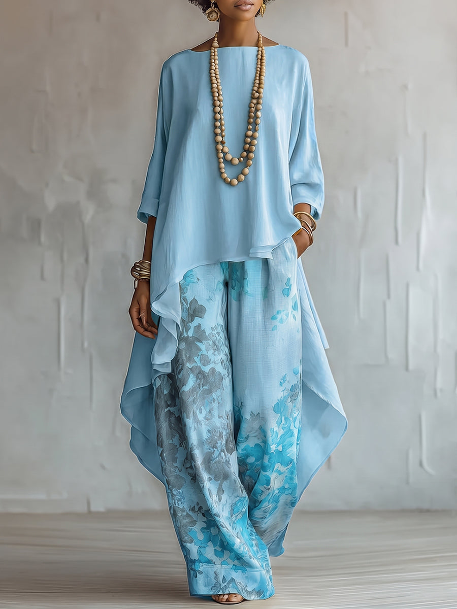 Conjunto fluido asimétrico con estampado floral