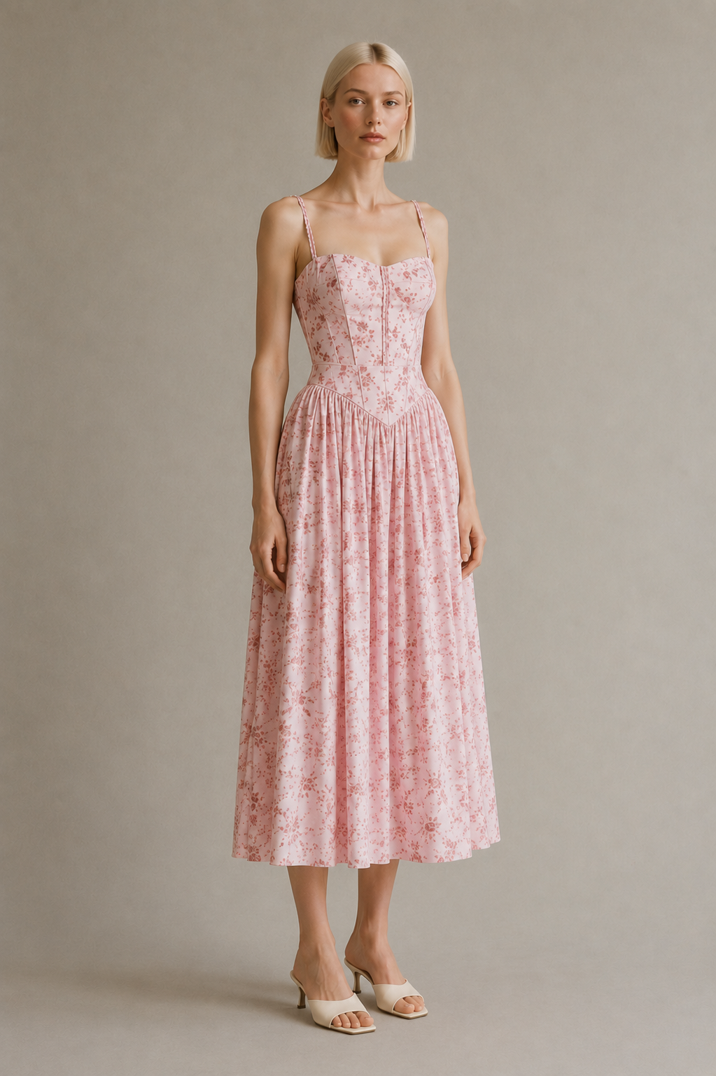 Vestido Midi Tirantes Estampado Floral