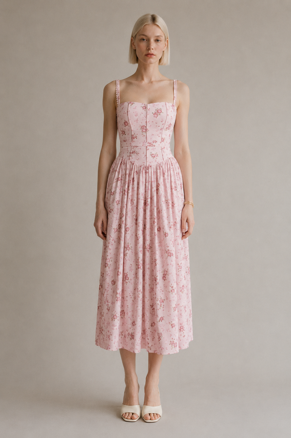 Vestido Midi Tirantes Estampado Floral