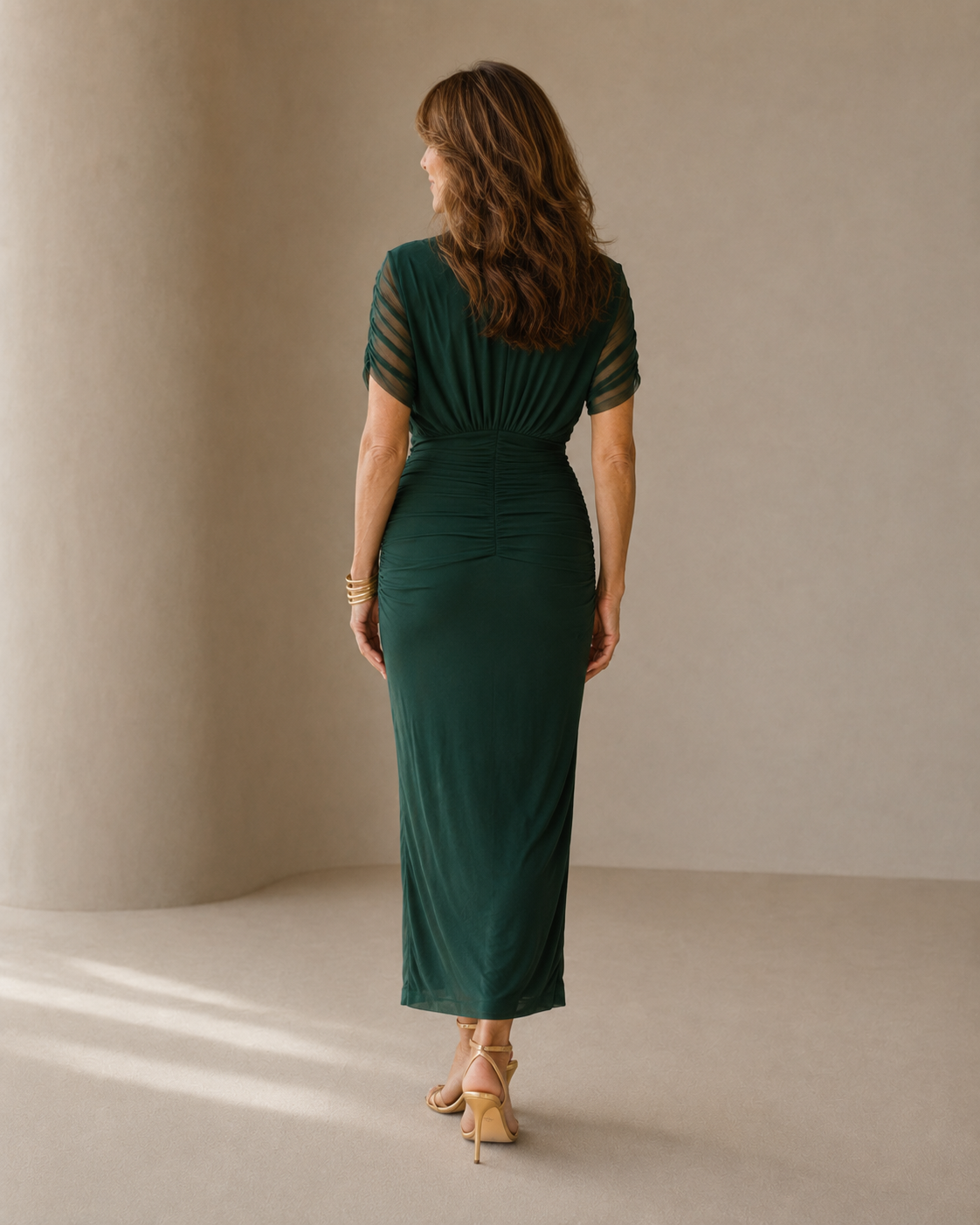 Vestido verde plisado