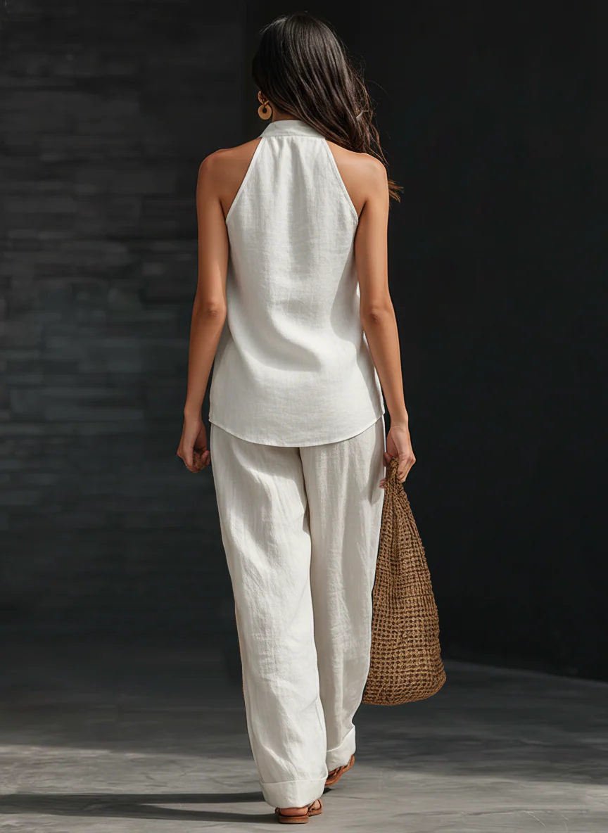 Conjunto sin mangas con pantalón ancho