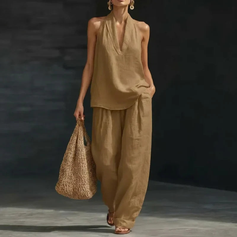 Conjunto de dos piezas efecto lino