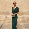 Vestido verde plisado