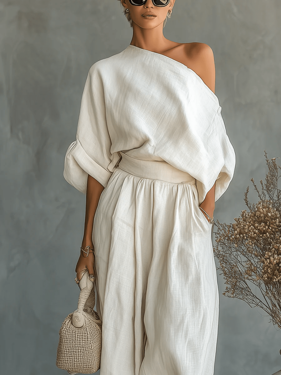 Conjunto de dos piezas con escote bardot