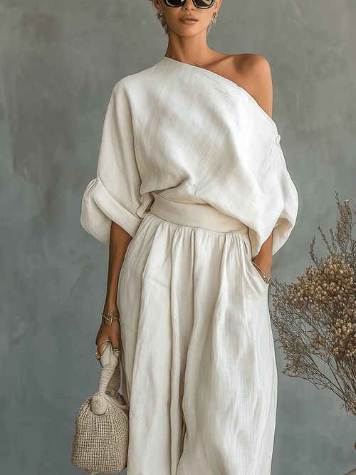 Conjunto de dos piezas con escote bardot