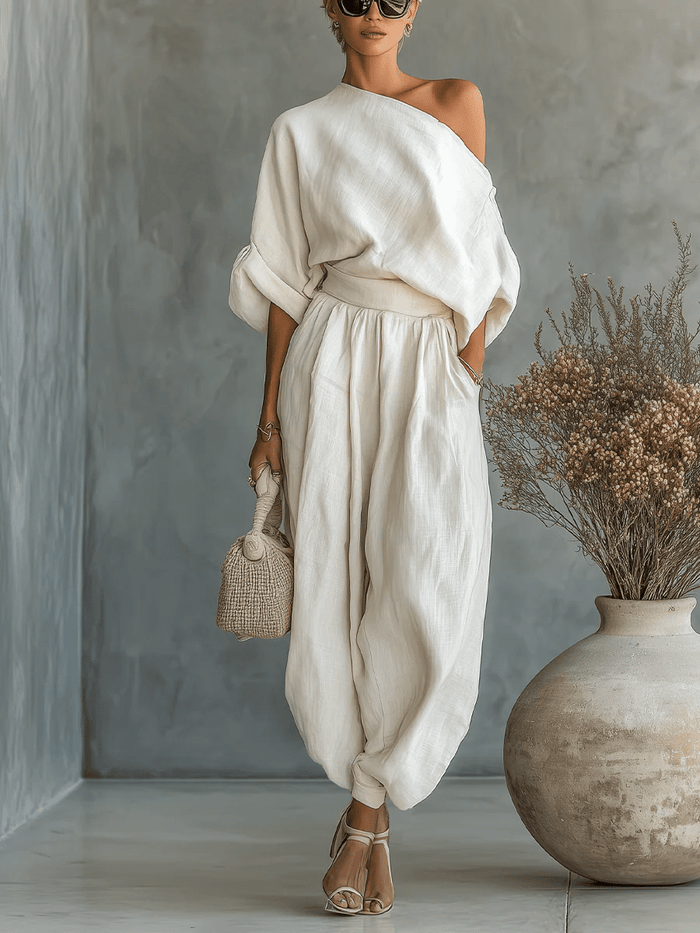 Conjunto de dos piezas con escote bardot