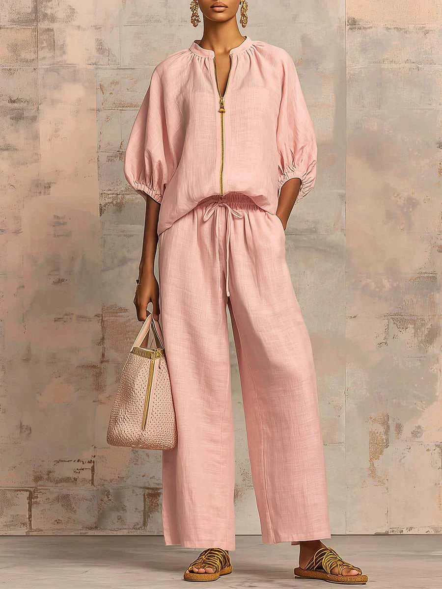 Conjunto de dos piezas: camisa y pantalón ancho
