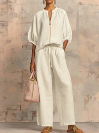 Conjunto de dos piezas: camisa y pantalón ancho