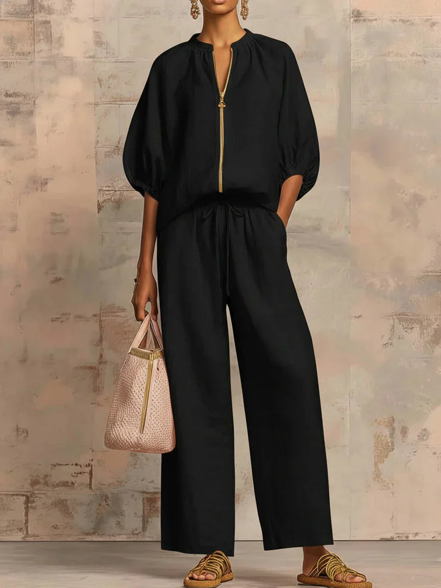 Conjunto de dos piezas: camisa y pantalón ancho