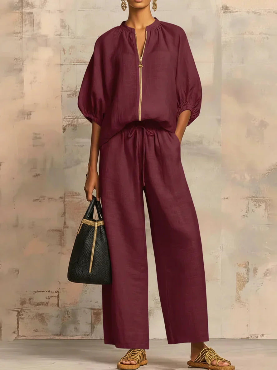 Conjunto de dos piezas: camisa y pantalón ancho