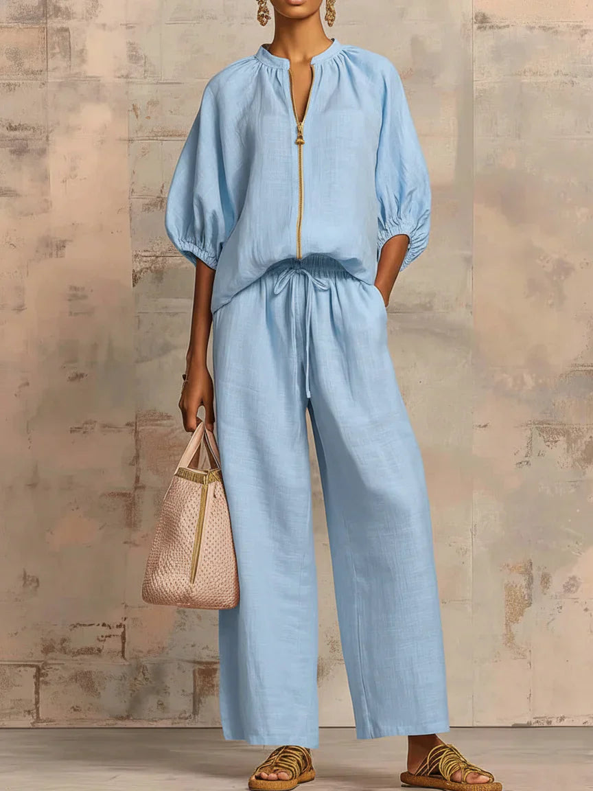 Conjunto de dos piezas: camisa y pantalón ancho